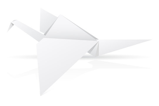 origami paper stork vector illustration