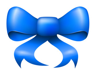 vector blue christmas ribbon bow