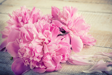 Postcard with elegant  peonies