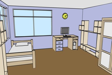 cartoon image of boys room