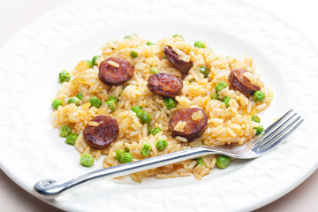 risotto with chorizo and pea