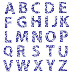 blue dotted alphabet letters eps10