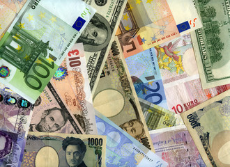 Hard currency banknotes background