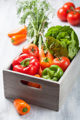various fresh vegetable in box
