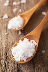 sea salt in wooden scoop