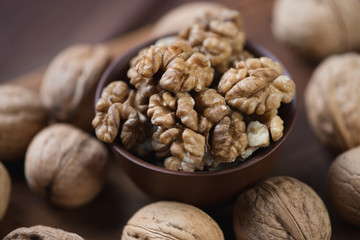 Still life food: walnuts, horizontal shot