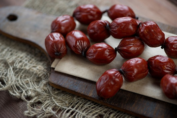 Meat products: smoked mini sausages