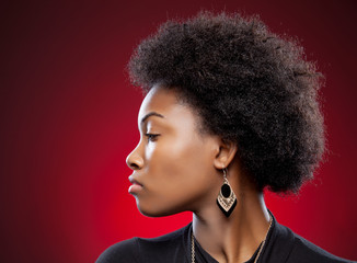 Young black beauty with afro hairstyle - obrazy, fototapety, plakaty