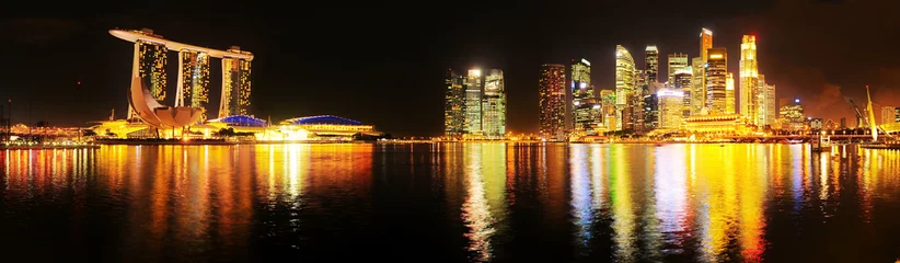 Crédence de cuisine en verre imprimé Singapour Singapore night skyline