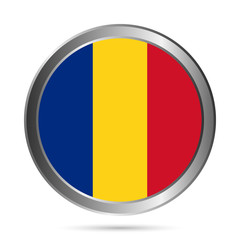 Fototapeta premium Romania flag button. The colors of the original.