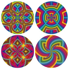 Psychedelic Pattern Set with optic 3D illusion