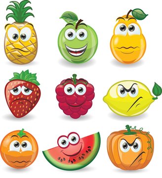 Мультфильм фрукты с эмоциями