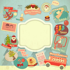 Retro Merry Christmas Label Set