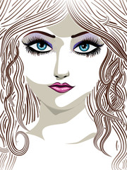 Brunette girl with blue eyes