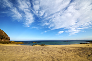 spain sky cloud beach  and summer in lanzarote