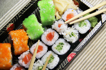 Mix of Japanese sushi and rolls