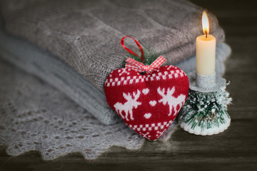 Christmas background with heart from candles