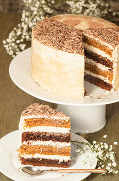 Chocolate pumpkin cake with spiced brown butter frosting