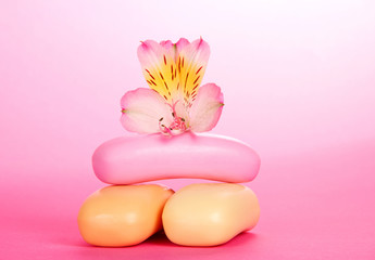 Toilet soap and the flower of an alstroemeria