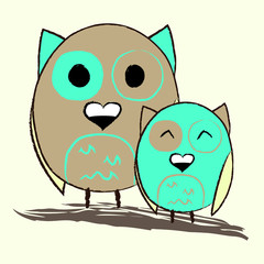 Two fat cute owls