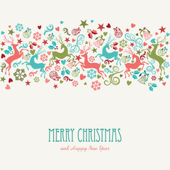 Merry Christmas and Happy New Year vintage greeting card