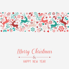 Merry Christmas and Happy New Year greeting card