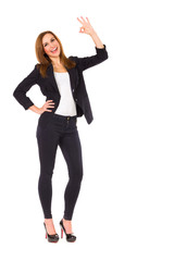 Young woman showing ok sign.