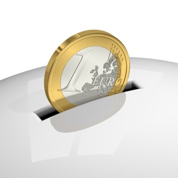 Ein Euro verschwindet im Sparschwein
