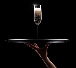 waiter hand with champagne
