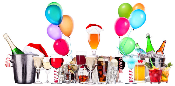different images of alcohol with balloons