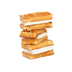 Viennese wafers with filling on white background