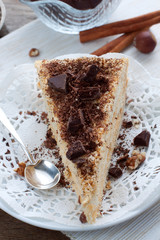 cake with cream and chocolate crumbs