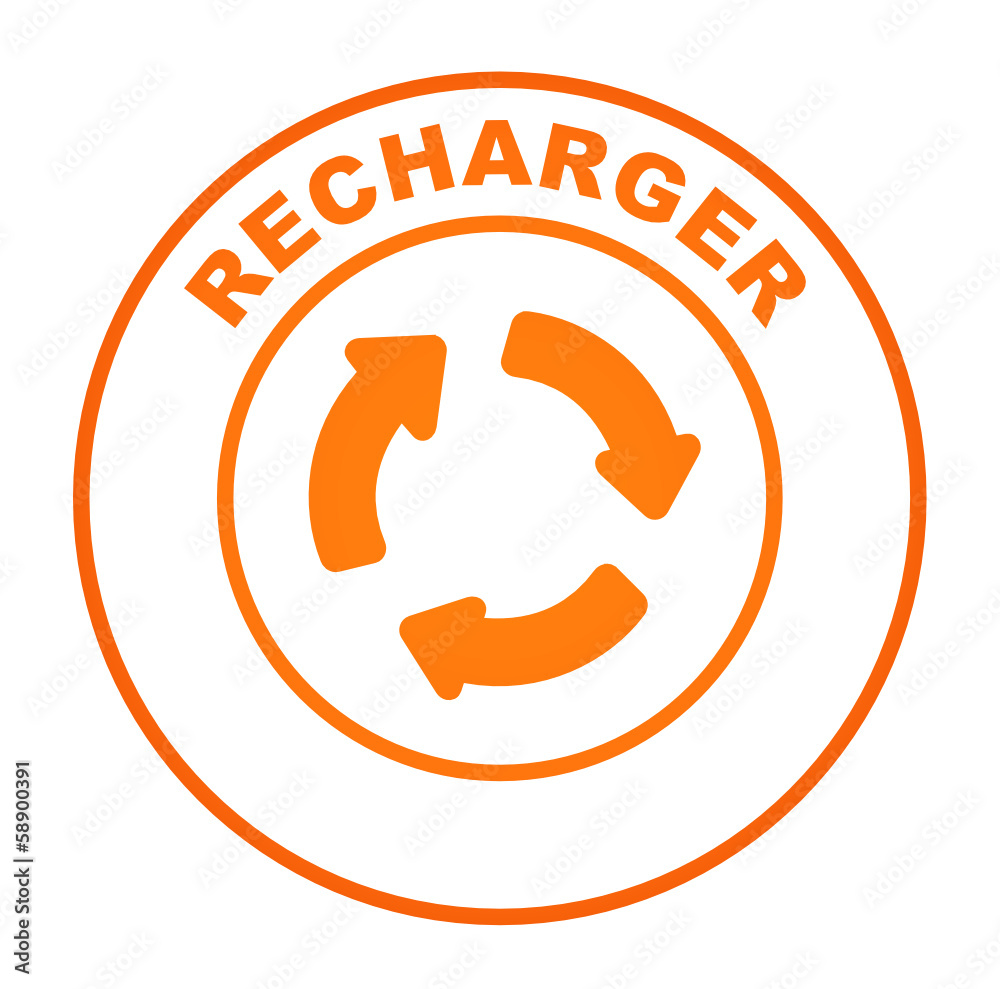 Wall mural recharger sur bouton web rond orange