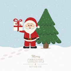 christmas hold gift snowy winter background
