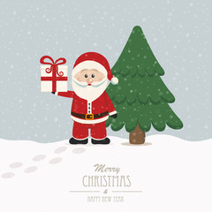 christmas hold gift snowy winter background