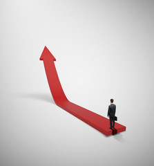 businessman and red arrow