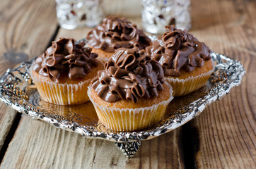 Cupcakes with chocolate cream