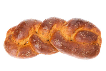 Homemade baked bread form pigtails.