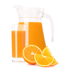 Orange fruit juice in glass jug