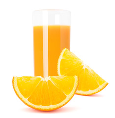 Juice glass and orange fruit