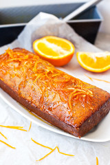 Orange cake with poppy seeds and zest