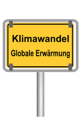 Ortsschild Klimawandel