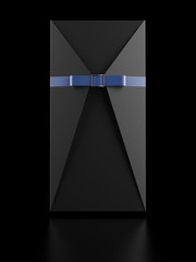 black envelope with blue  bow