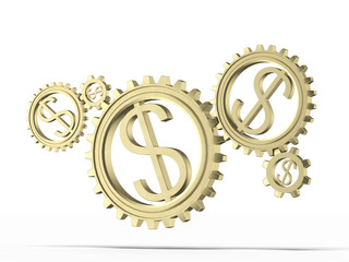 gears with a gold dollar sign