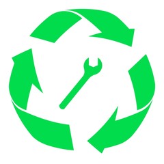 Obraz premium Clé de serrage dans un symbole recyclage