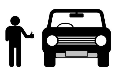 Auto stoppeur à coté d'une voiture