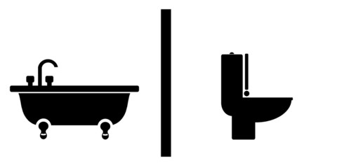 Toilettes et baignoire