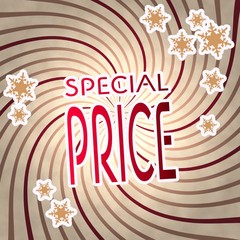 red vintage wooden special price label