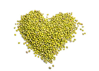 Green beans arranged in a heart shape