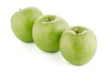 Three fresh green apples